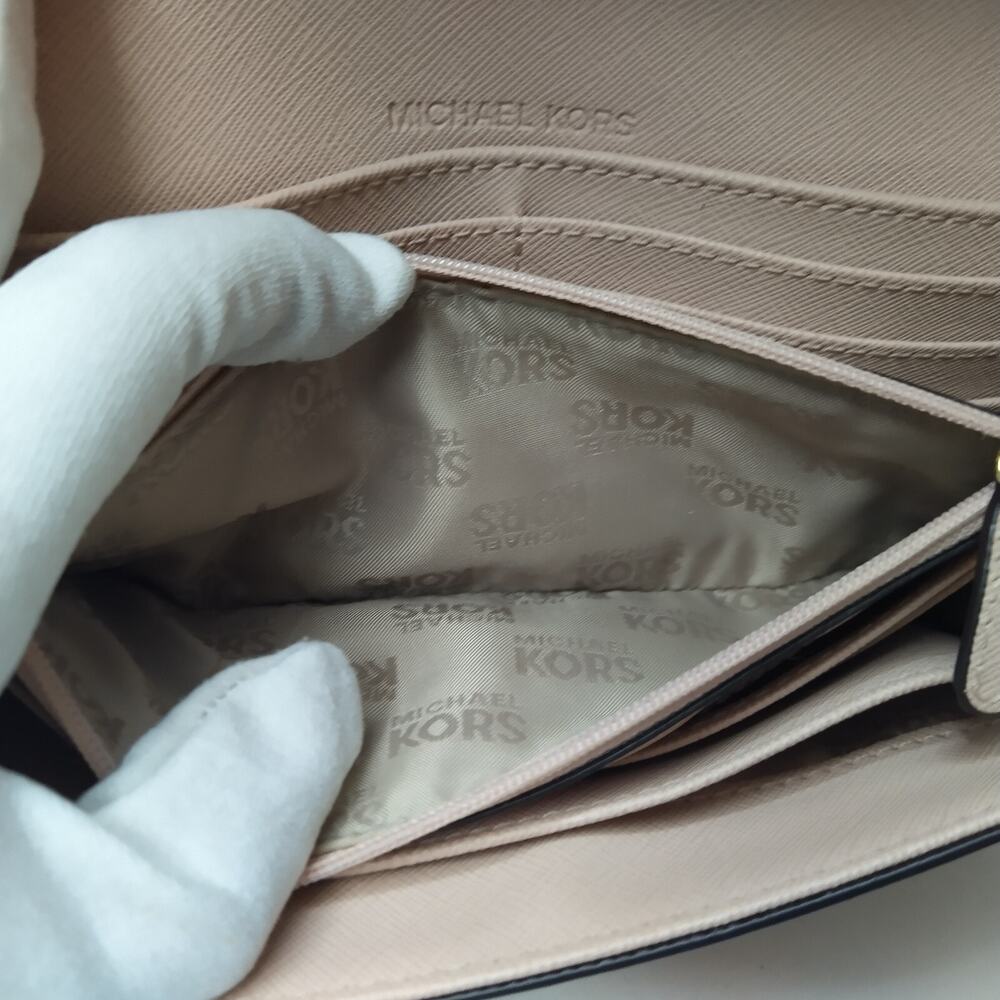 Michael Kors Pink Crossgrain Leather Pushlock Credit Card Bifold Wallet - Picture 10 of 16